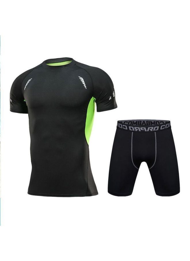 Generic - Swimwear Men's Anti-embarrassment Shorts Swimming Trunks Equipment Sunscreen Full Body Hot Spring Swimwear Men's Suit Summer-Color:Silk Green Short Sleeves + Five-quarter Pants -Size:M - Image 1