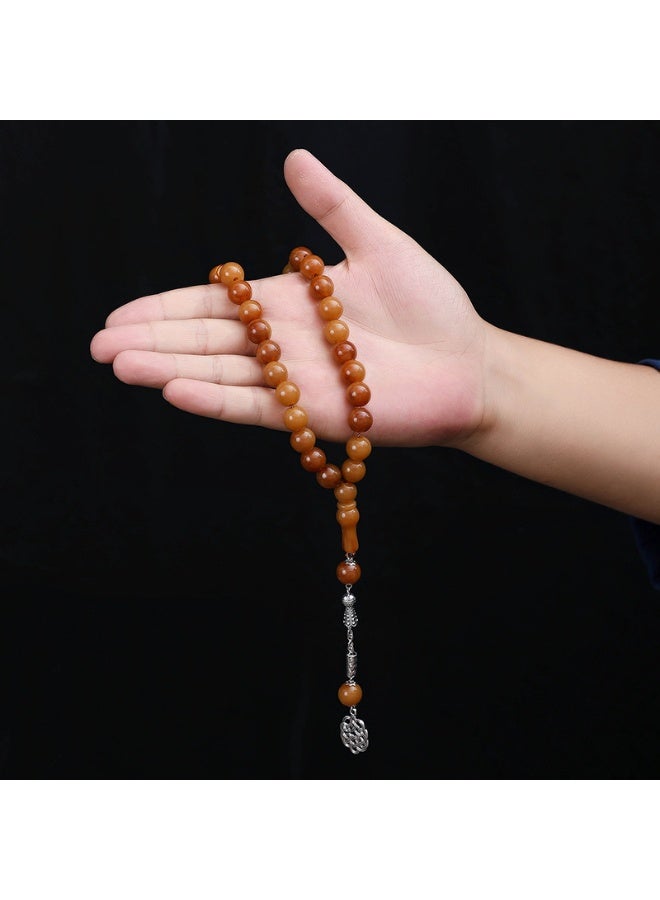 مانجيشان سبحة صلاة باللون الكاكي 33 حبة 12 سم للمسلمين - Image 1