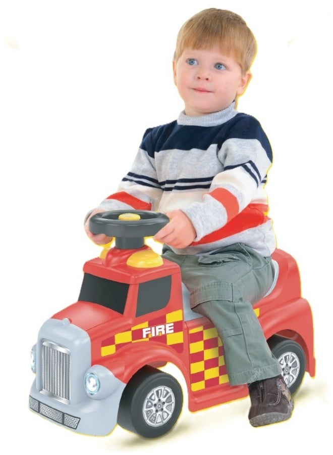 D-Power My First Foot to Floor Fire Engine – Multicolour | Toddler Walker Foot to Floor Slider | Hidden Storage Space, Moveable Steering Wheel & Squeaky Horn | Pre-School & Nursery Walking Aid | Ages 1+ (Fire Engine) - Image 5
