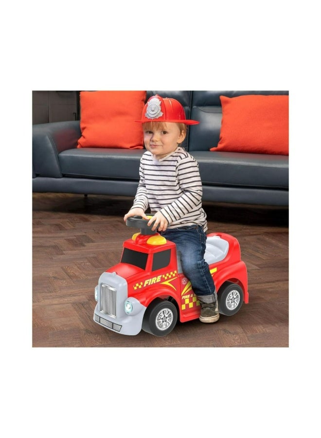 D-Power My First Foot to Floor Fire Engine – Multicolour | Toddler Walker Foot to Floor Slider | Hidden Storage Space, Moveable Steering Wheel & Squeaky Horn | Pre-School & Nursery Walking Aid | Ages 1+ (Fire Engine) - Image 4