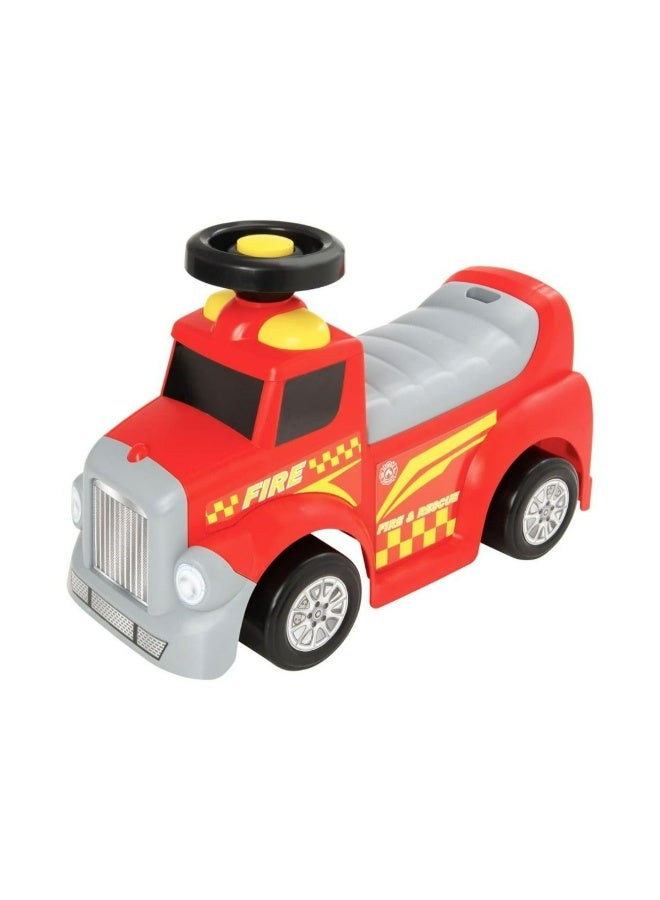 D-Power My First Foot to Floor Fire Engine – Multicolour | Toddler Walker Foot to Floor Slider | Hidden Storage Space, Moveable Steering Wheel & Squeaky Horn | Pre-School & Nursery Walking Aid | Ages 1+ (Fire Engine) - Image 1