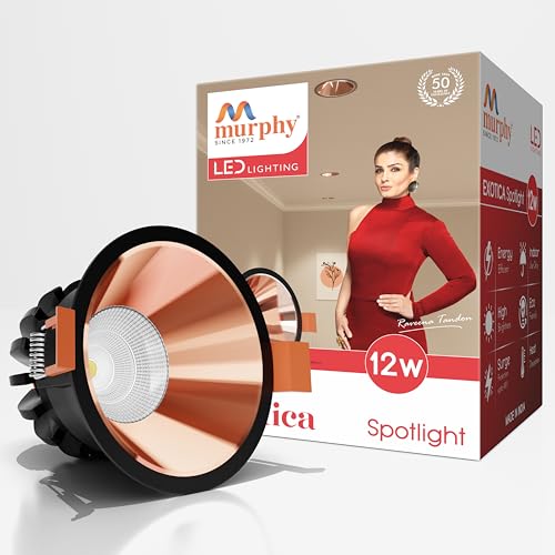 MURPHY مصباح سقف مرفي إكزوتيكا 12 واط COB LED | تشطيب وردي ذهبي فاخر | 1200 لومن ضوء أبيض دافئ (3000 كيلفن) | هيكل من الألمنيوم | حماية من الارتفاعات الكهربائية 4 كيلوفولت | ضمان لمدة سنتين | عبوة من 1 - Image 1