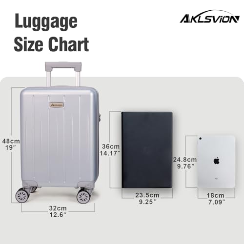 Aklsvion حقائب يد أكلسفيون 18 بوصة: مزودة بعجلات متحركة، معتمدة من TSA، تحت المقعد، هيكل صلب، حقيبة خفيفة الوزن مع ملحقات أساسية (فضي لؤلؤي) - Image 3