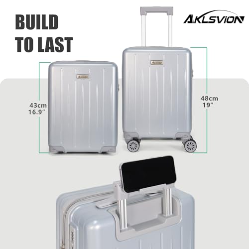 Aklsvion حقائب يد أكلسفيون 18 بوصة: مزودة بعجلات متحركة، معتمدة من TSA، تحت المقعد، هيكل صلب، حقيبة خفيفة الوزن مع ملحقات أساسية (فضي لؤلؤي) - Image 4