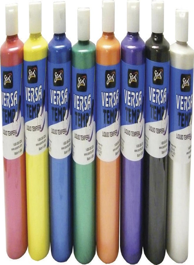 Sax Versatemp Heavy-Bodied Deluxe Tempera Paint for School and Arts and Crafts Use, Assorted Pearlescent Colors, 16 Ounce Pints, Set of 8 - Image 1