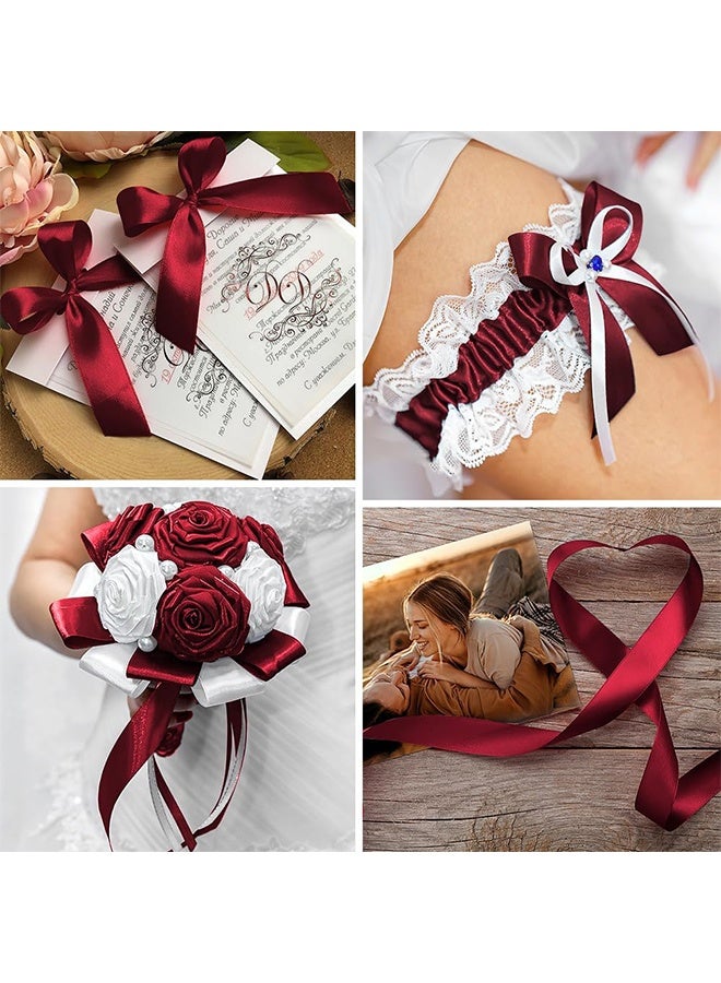 Red Ribbon for Gift Wrapping 1 Inch 25 Yds Satin Ribbons for Hair Wine Ribbon Burgundy Ribbons for Crafts Wedding Decor Flower Bouquet Hair Bows Sewing, Teacher - Image 4