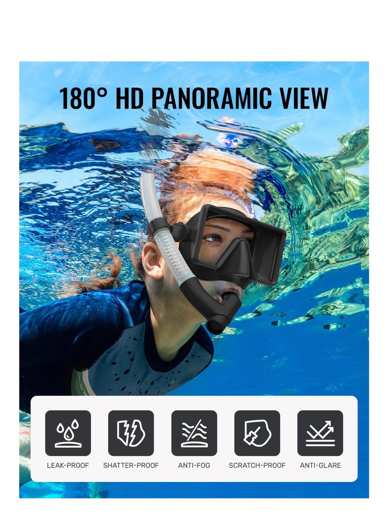 SYOSI - Snorkel Mask Anti-Fog Anti Leakage Panoramic Diving Mask Tempered Glass Shatterproof Swim Mask Anti-Glare Scuba Swim Goggles for Adults and Teenager - Image 1