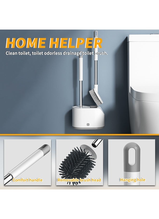 Generic Dual-Use Toilet Brush, Wall-Mounted Toilet Cleaning Brush with Base, No Drip and Anti-Odor, Perfect for Bathroom and Toilet Cleaning  - Image 3