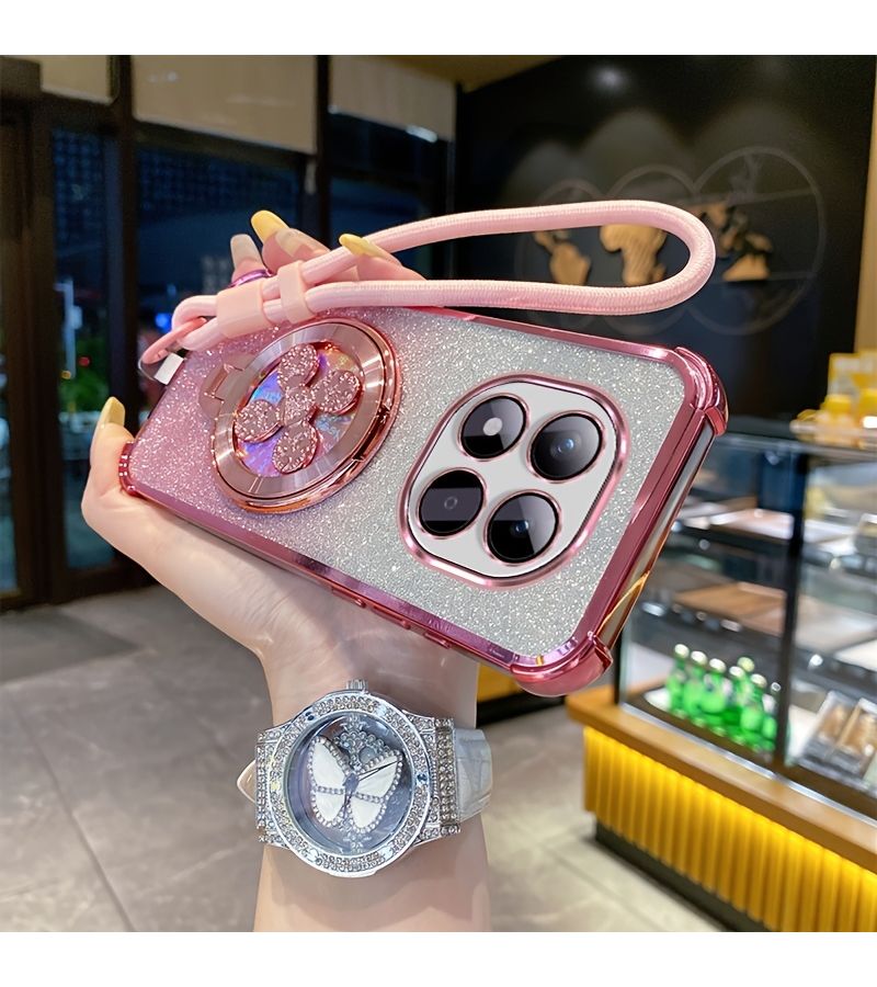 غطاء حماية مضاد للصدمات فضي مطلي لهاتف Redmi Note 15 Pro Plus 5G مع حامل - Image 1