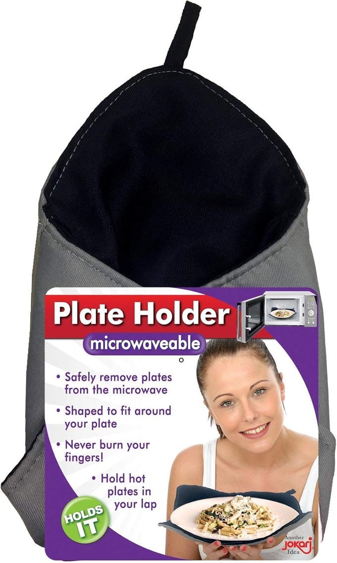 MICROWAVE PLATE HOLDER COZY HEAT RESISTANT MICROWAVE SAFE PLATE CADDY PROTECTS HANDS FROM HOT DISHES LAP AND SURFACE PROTECTOR FOR LEFTOVERS AND REHEATED MEALS
