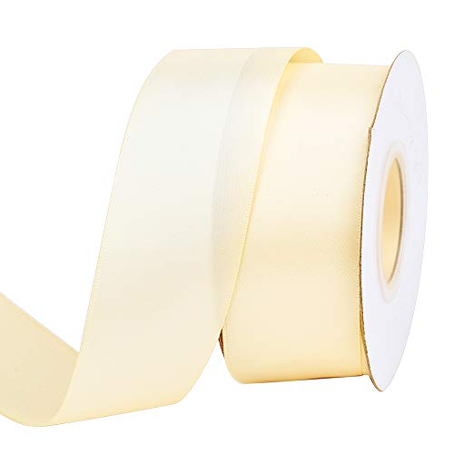 Ribest Ivory Double Faced Satin Ribbon for Flower Bouquet Gift Wrapping Bows Wedding Party Decoratin, 1-1/2 Inch × Continuous 25 Yards - Image 1