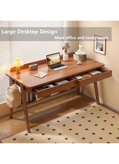 HXDream Computer Desk,Writing Desk With Drawers and Storage Shelves,120 * 55 * 81CM Home Office Desk,Suitable for bedroom, study room, living room  - Image 2