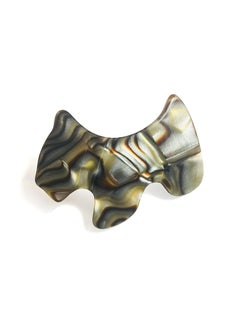 French Amie Scottish Dog Puppy Onyx Silver Grey Small 2 Celluloid Handmade Automatic Hair Clip Barrette for Women and Girls Made in France