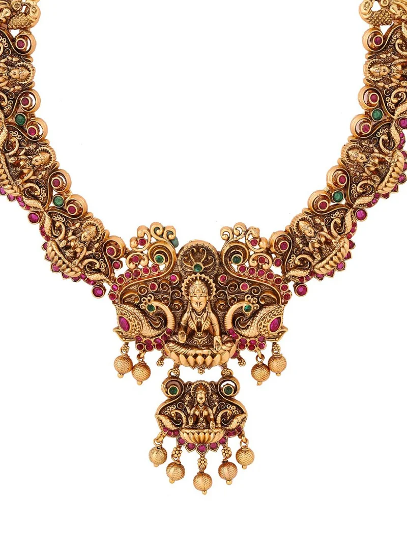 Priyaasi Plated Stone Studded Lakshmi Sequel Jewellery Set