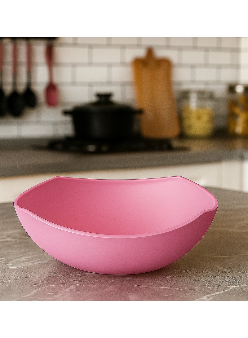 فافيلا طبق تقديم بلاستيك -متعدد الاستخدام -يضيف لمسة من الأناقة إلى سفرتك -كود 1052-لون روز - شكل موجه - Image 1