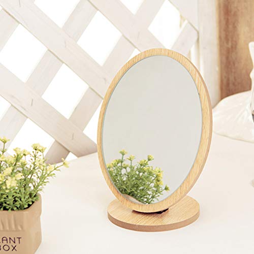 Aestivate Oval Compact Table Mirror - Wood Framed Desktop Mirror with 90 Degree Rotation for Makeup & Cosmetic - Image 5