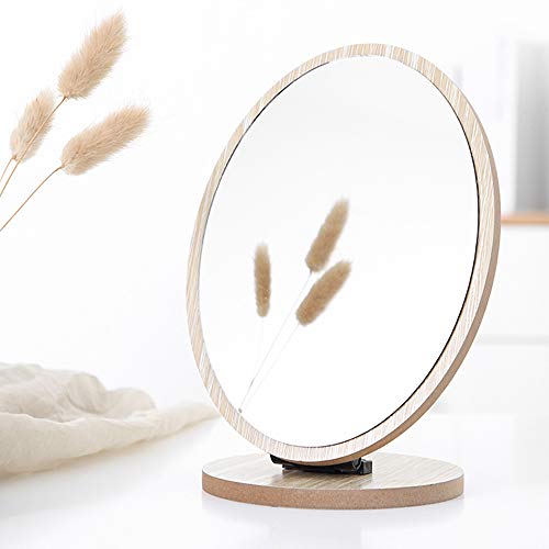 Aestivate Oval Compact Table Mirror - Wood Framed Desktop Mirror with 90 Degree Rotation for Makeup & Cosmetic - Image 3