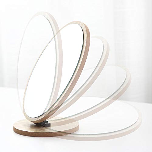 Aestivate Oval Compact Table Mirror - Wood Framed Desktop Mirror with 90 Degree Rotation for Makeup & Cosmetic - Image 4