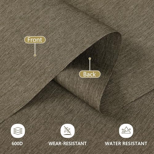 Konelia Waterproof Canvas Fabric by The Yard, 58inch 600D Upholstery Fabric Polyester Material Outdoor Water Resistant Material for Sewing Chair Patio Cushion Bag Sofa Seat Repair, 1 Yard Coffee - Image 3