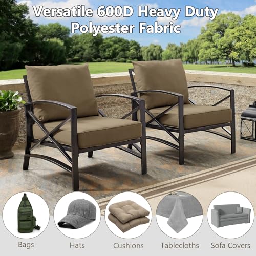 Konelia Waterproof Canvas Fabric by The Yard, 58inch 600D Upholstery Fabric Polyester Material Outdoor Water Resistant Material for Sewing Chair Patio Cushion Bag Sofa Seat Repair, 1 Yard Coffee - Image 5