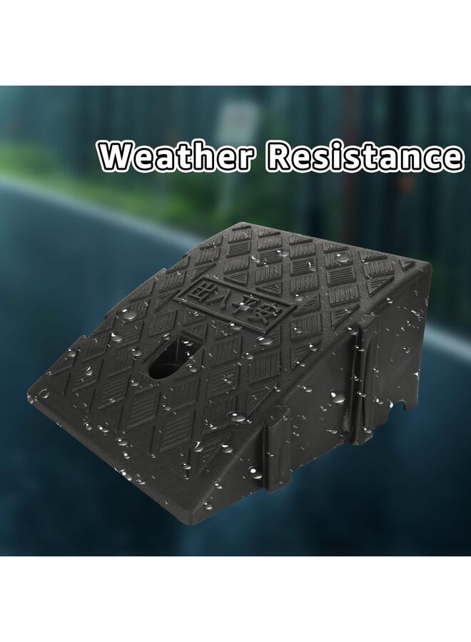 2PCS Curb Ramps Portable Lightweight Curb Ramp w/Slots Heavy Duty Plastic Threshold Ramp for Driveway Loading Dock Motorcycle Wheelchair Mobility 6000LBS 9.8"Lx10.6"Wx5.1"H-Black+Black - Image 3