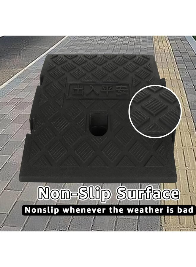 2PCS Curb Ramps Portable Lightweight Curb Ramp w/Slots Heavy Duty Plastic Threshold Ramp for Driveway Loading Dock Motorcycle Wheelchair Mobility 6000LBS 9.8"Lx10.6"Wx5.1"H-Black+Black - Image 2