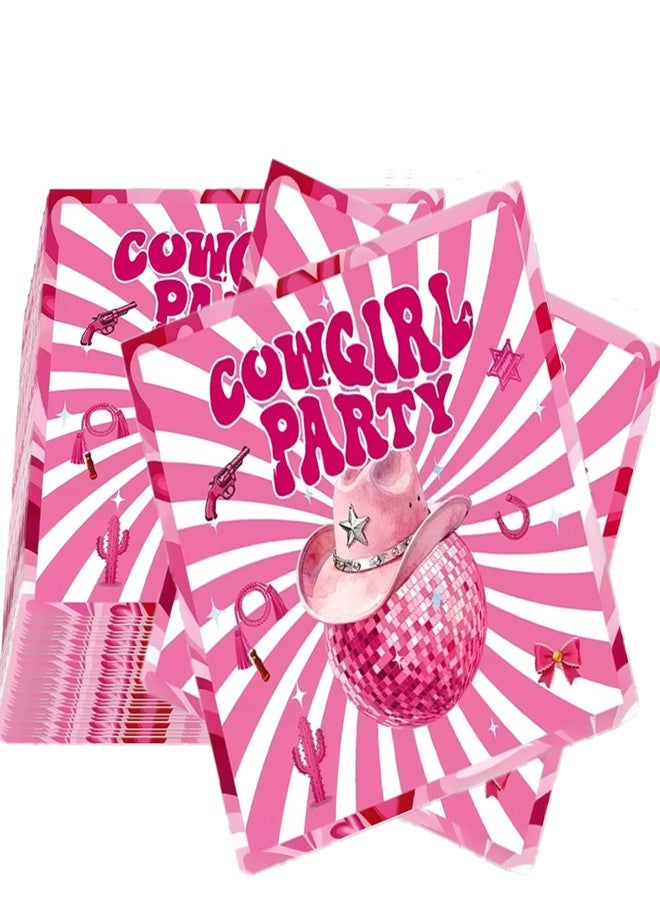 Tyotrbs 40Pcs Cowgirl Napkins Cowgirl Party Napkins,Pink Bow Cowgirl Hat Shape Disposable Napkins Western Paper Luncheon Dinner Napkin for Wild West Birthday Baby Shower - Image 1