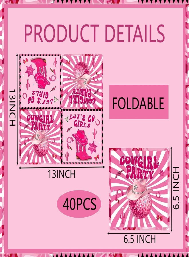 Tyotrbs 40Pcs Cowgirl Napkins Cowgirl Party Napkins,Pink Bow Cowgirl Hat Shape Disposable Napkins Western Paper Luncheon Dinner Napkin for Wild West Birthday Baby Shower - Image 4