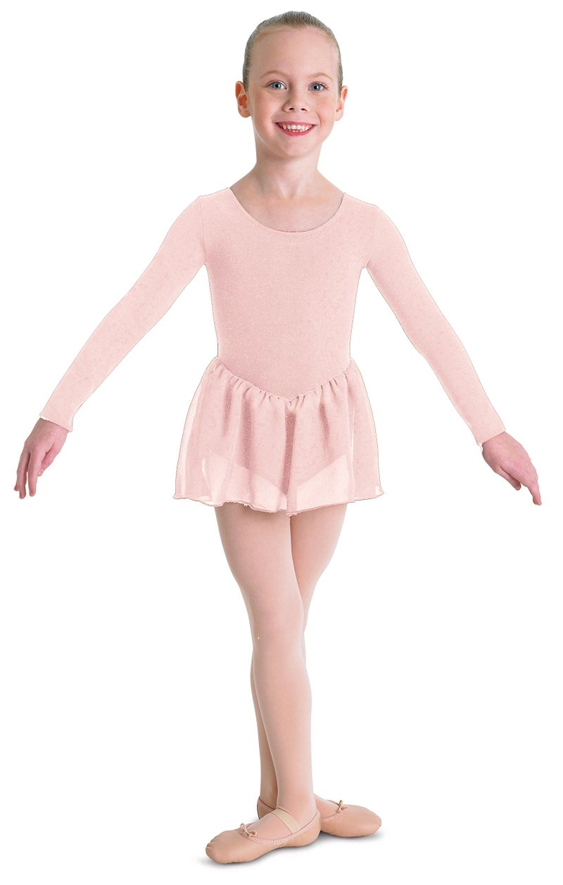 Bloch Dance Girl's Petal Skirted Long Sleeve Leotard, Light Pink-6x/7 - Image 1