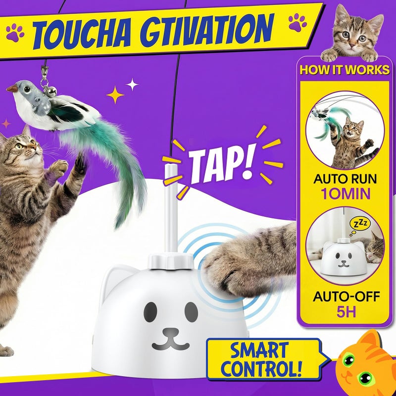 Catpick joy Interactive Cat Toys for Indoor Cats: Upgraded 360Â° Automatic Spin Flying Bird Feather Wand with Silicone Protected Rod Safe Play, Strong 8cm Suction Cup, USB-Rechargeable for Bored Kittens and Adult - Image 5