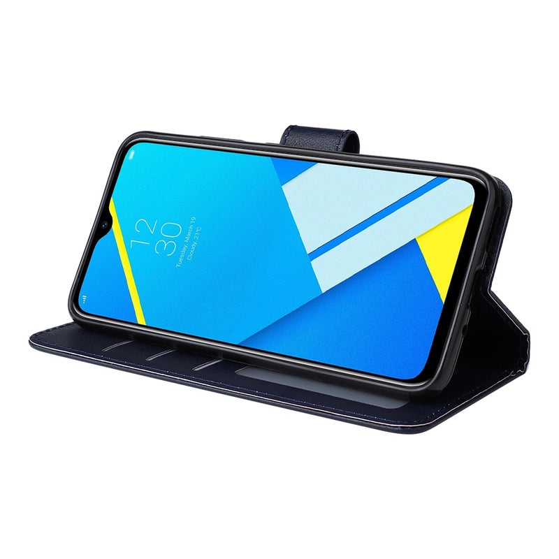 HuHa Case Cover For Realme C2 Multifunctional Horizontal Flip Leather Case with Three Card Slot(Navy Blue) - Image 5