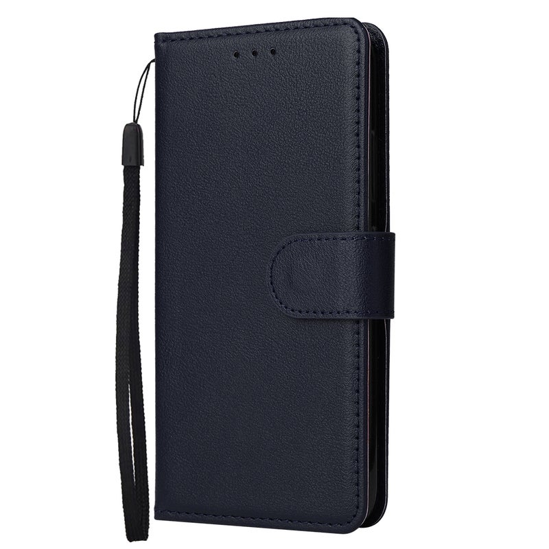 HuHa Case Cover For Realme C2 Multifunctional Horizontal Flip Leather Case with Three Card Slot(Navy Blue) - Image 2