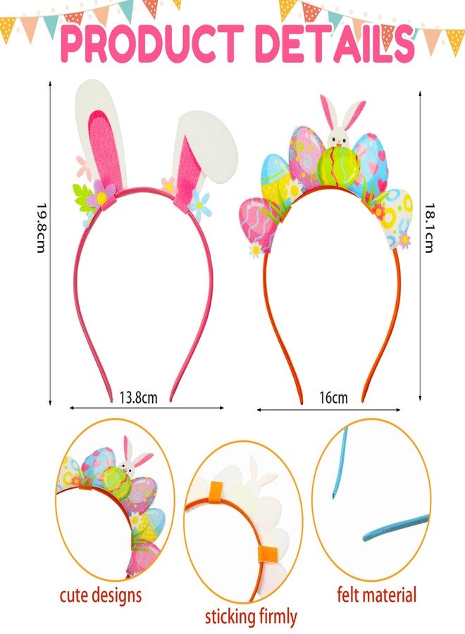 Capoda 16 Pieces Easter Party Headband Felt Bunny Head Boppers Chick Bunny Ears Headwear Photo Booth Props for Easter Party Decorations Favors Costume Accessories Gifts - Image 2