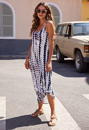 Supnier Summer Dresses for Women 2023 Casual Loose Beach V Neck Sleeveless Floral Boho Long Sundresses with Pockets (Large, A-Black) - Image 4
