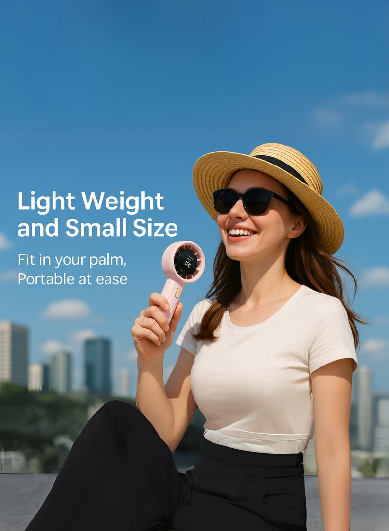 هوكو مروحة توربو محمولة من هوكو مزودة بشاشة رقمية - تبريد حتى 13 ساعة كحد أقصى، بطارية قابلة لإعادة الشحن عبر USB بسعة 2400 مللي أمبير/ساعة، 5 سرعات، حجم الجيب مناسب للسفر والأنشطة الخارجية والمنزل والمكتب | وردي - Image 2