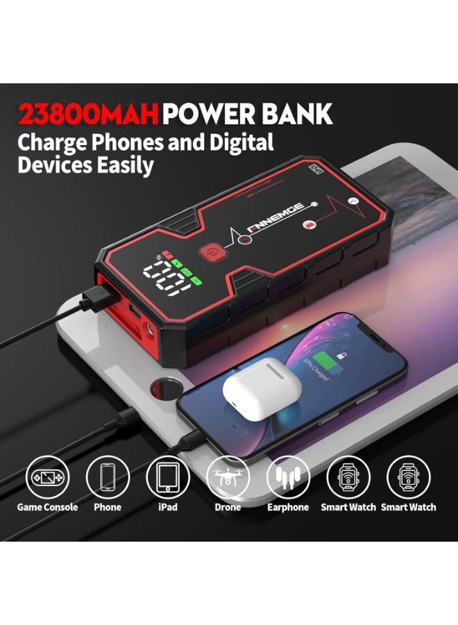 FNNEMGE Car Jump Starter with 5000A 23800mAh 12V Car Battery Jump Starter 8.0L Gas and 6.5L Diesel Smart Jumper with Storage Box - Image 5