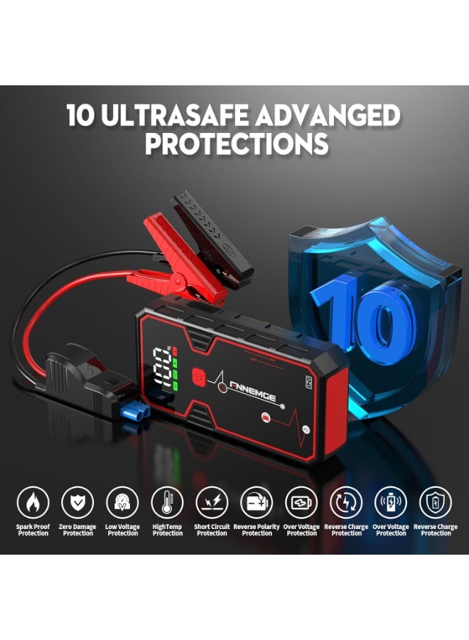 FNNEMGE Car Jump Starter with 5000A 23800mAh 12V Car Battery Jump Starter 8.0L Gas and 6.5L Diesel Smart Jumper with Storage Box - Image 2