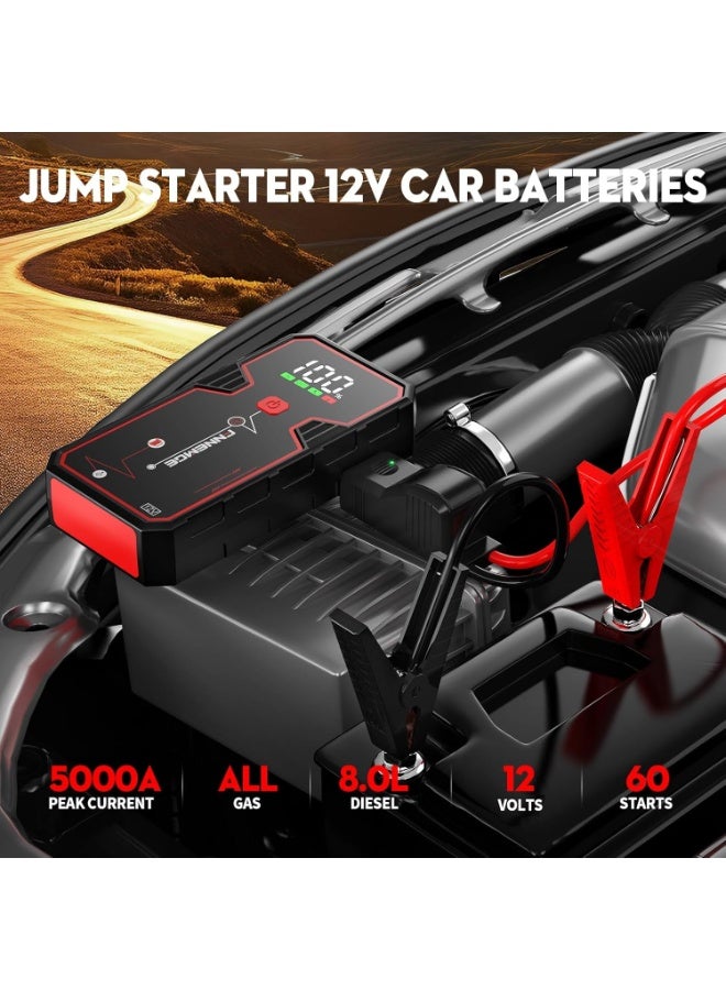 FNNEMGE Car Jump Starter with 5000A 23800mAh 12V Car Battery Jump Starter All Gas and 8.0L Diesel Smart Jumper with Storage Box - Image 2