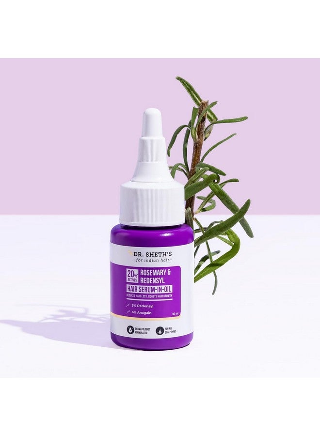Dr. Sheth's Rosemary & Redensyl Hair Serum-In-Oil|Boosts Hair Growth & Reduce Hair Fall| With 20% Hair Growth Actives 3% Redensyl,4% Anagain,Rosemary Oil,Caffeine & Peptides,50G|For Men & Women|30 Ml - Image 2