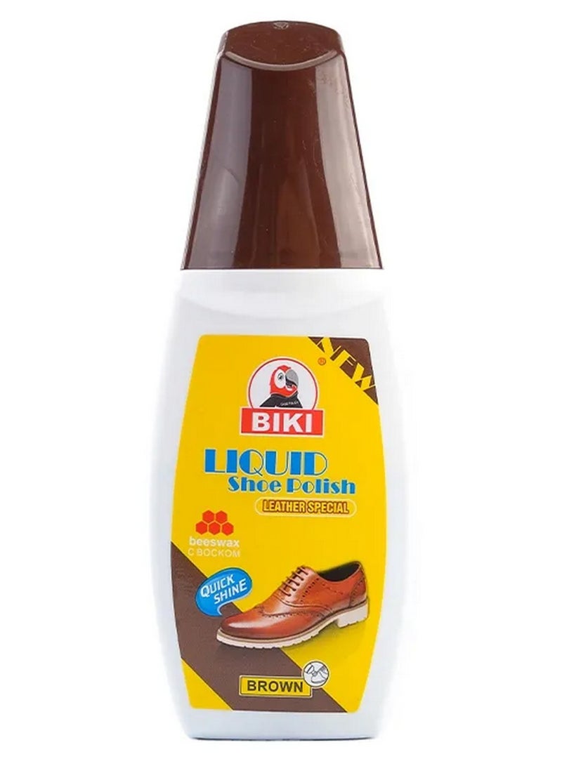 Biki Liquid Shoe Polish Leather Special Quick Shine Brown 75 ML - Image 1