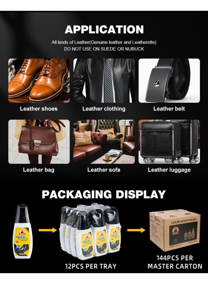 Biki Liquid Shoe Polish Leather Special Quick Shine Brown 75 ML - Image 3