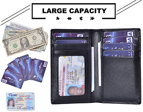 YUHAN PRETTY Slim Thin ID/Credit Card Holder Leather Bifold Front Pocket Wallet RFID Blocking (Black) - Image 4