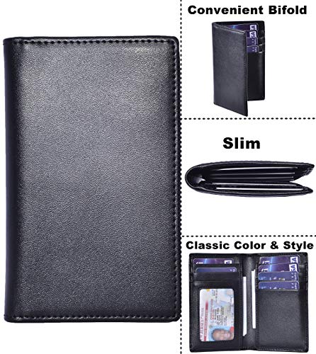 YUHAN PRETTY Slim Thin ID/Credit Card Holder Leather Bifold Front Pocket Wallet RFID Blocking (Black) - Image 5