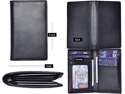 YUHAN PRETTY Slim Thin ID/Credit Card Holder Leather Bifold Front Pocket Wallet RFID Blocking (Black) - Image 3