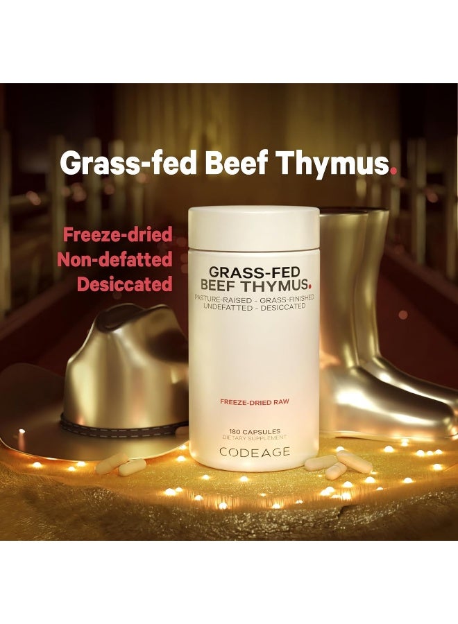 Codeage Grass Fed Beef Thymus Supplement - Freeze Dried, Non-Defatted, Desiccated Beef Thymus & Liver Pills Glandulars Meat – Pasture Raised Argentina Beef Vitamins for Thymus - Non-GMO -180 Capsules - Image 4