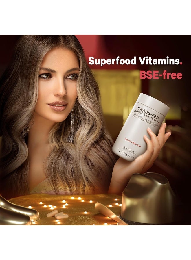 Codeage Grass Fed Beef Thymus Supplement - Freeze Dried, Non-Defatted, Desiccated Beef Thymus & Liver Pills Glandulars Meat – Pasture Raised Argentina Beef Vitamins for Thymus - Non-GMO -180 Capsules - Image 5