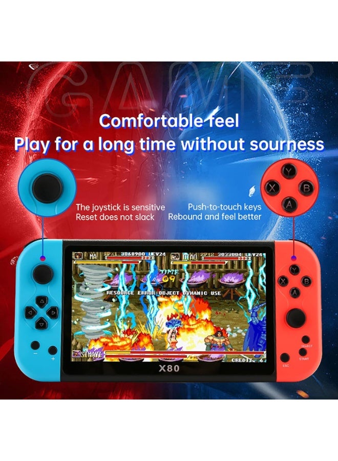 SMARTX X80 Retro Handheld Game Console – 7” HD Screen, 10,000+ Built-in Classic Games, Supports 10 Emulators, Expandable Storage up to 16GB TF Card – Portable Multifunctional Gaming Device for Kids & Adults - Image 3