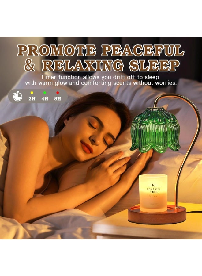 Bukela Green Candle Warmer Lamp with Timer,Dimmable Flower Candle Lamp Warmer, Vintage Birthday Gifts for Women, Mom, Female Friend, Aromatic Candle Light for Candles - Image 3