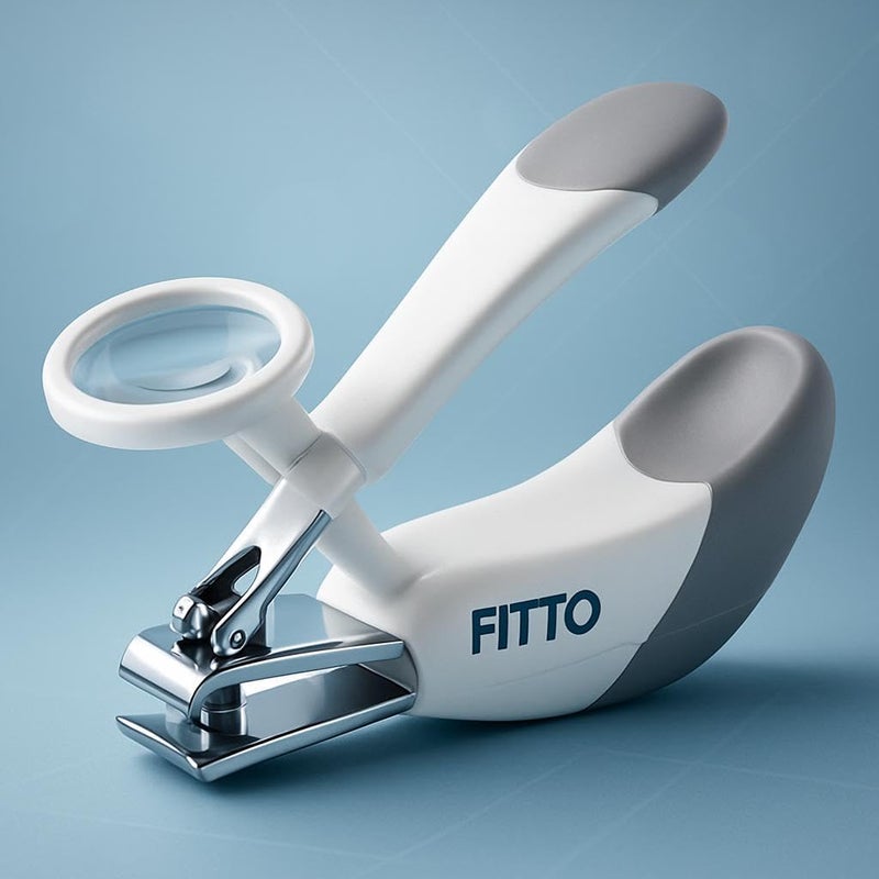 FITTO Deluxe Nail Clipper with Magnifier – Precision Stainless Steel Fingernail and Toenail Cutter with 4x Magnification, Ergonomic Design, Anti-Slip Grip, and Safety Features for Adults and Seniors - Image 3