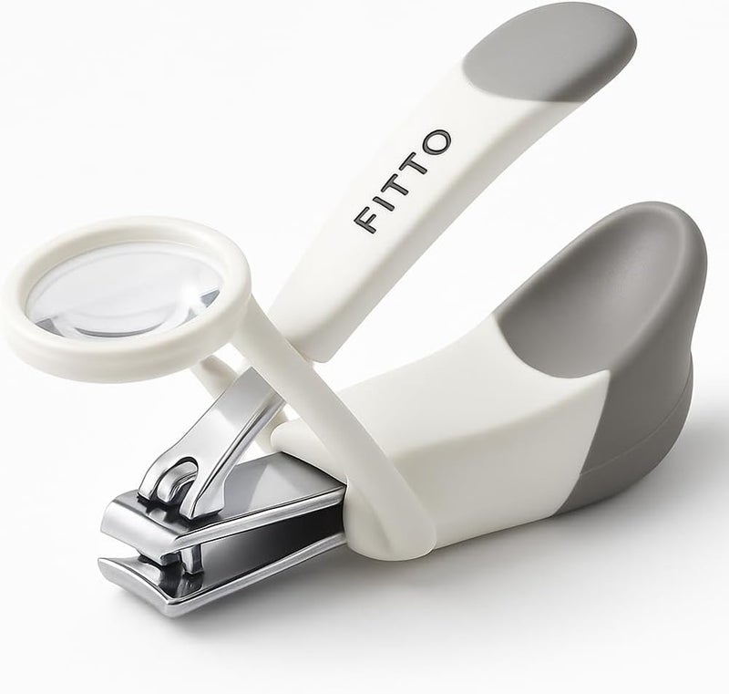 FITTO Deluxe Nail Clipper with Magnifier – Precision Stainless Steel Fingernail and Toenail Cutter with 4x Magnification, Ergonomic Design, Anti-Slip Grip, and Safety Features for Adults and Seniors - Image 1
